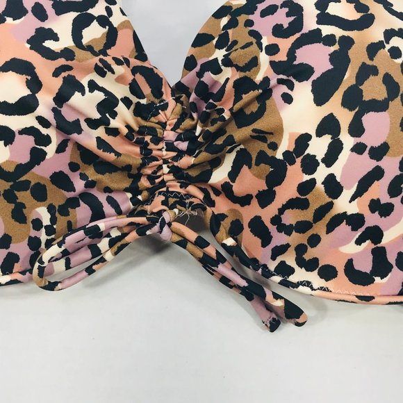 Shade And Shore Women's Sz 36C Underwire Lightly Lined Tie Front Bikini Swim Top - Picture 7 of 13